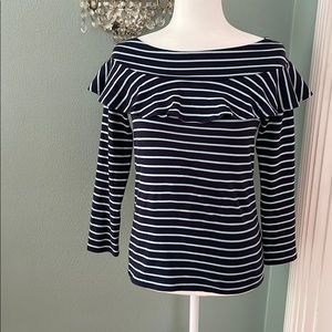 Anthropologie ruffle boatneck top